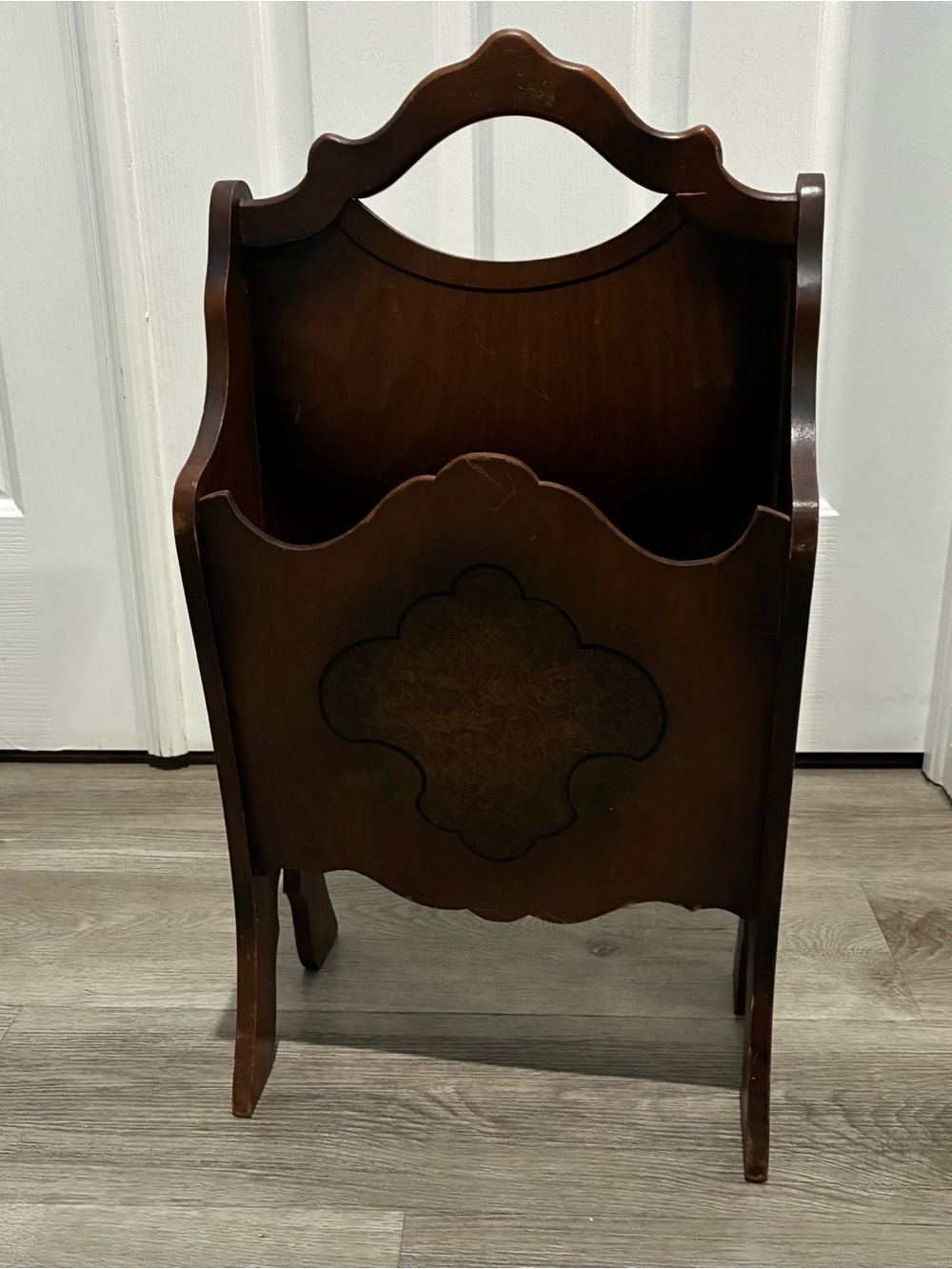 Vintage Wooden Magazine Rack Dark Brown Freestanding Storage Holder 24x8x12